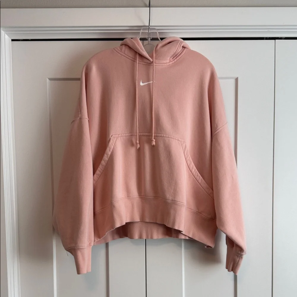 Nike Cropped Soft Pink Hoodie